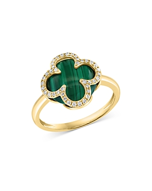 Bloomingdale's Malachite & Diamond Clover Ring In 14k Yellow Gold - 100% Exclusive In Green/gold