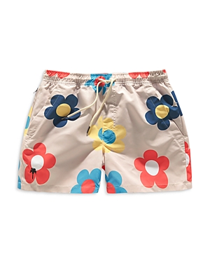 Shop Oas Daisy Tailored Fit Drawstring Swim Shorts In Beige