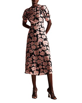 Ted Baker - Astrydd Floral Print Puff Sleeve Midi Dress