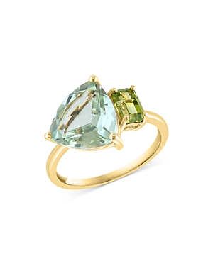 Bloomingdale's Prasiolite & Peridot Two Stone Ring In 14k Yellow Gold - 100% Exclusive In Green/gold