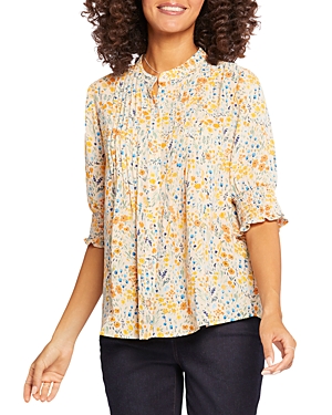 Nydj Pleated Peasant Blouse In Sunnyside
