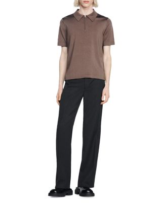 Knitted Polo Shirt with Zip Collar