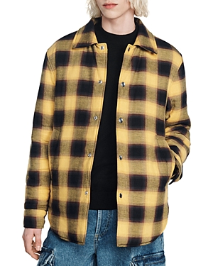Sandro Grunge Cotton Check Shirt Jacket