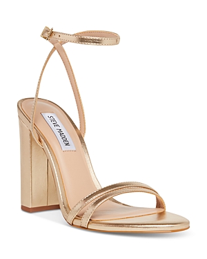 Steve Madden Women's Candid Ankle Strap High Heel Sandals In Gold Leather