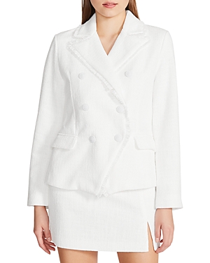 Steve Madden Naomi Fringe Trim Notch Lapel Blazer In Ivory