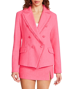 Steve Madden Naomi Fringe Trim Notch Lapel Blazer In Pink Glo