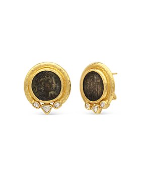 Gurhan - Antiquities 24K Yellow Gold Diamond (0.46 ct. t.w.) & Coin Clip Earrings