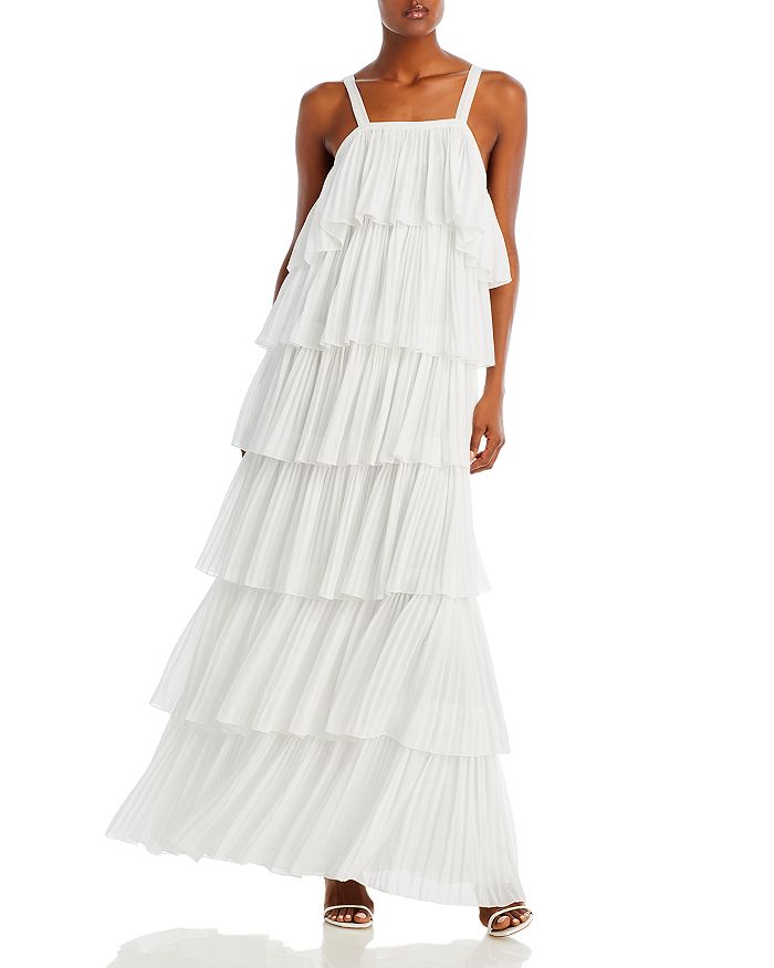L'IDEE Classique Crepe Pleated Tiered Gown | Bloomingdale's