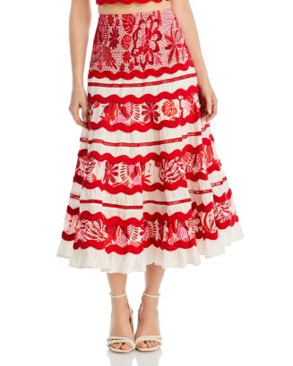 FARM Rio Tiles Printed Midi Skirt | Bloomingdale's