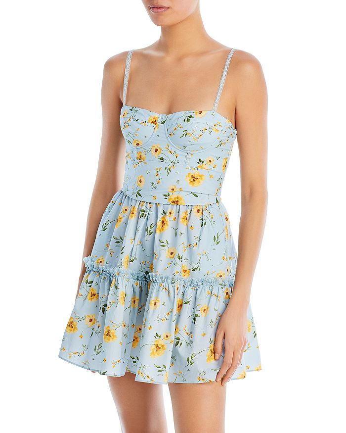 AQUA Floral Print Bustier Mini Dress - 100% Exclusive | Bloomingdale's
