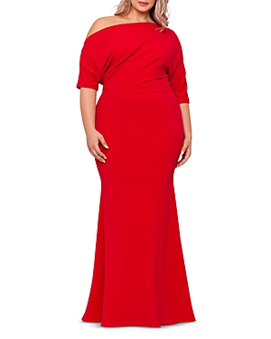 BETSY & ADAM PLUS ONE SHOULDER GOWN
