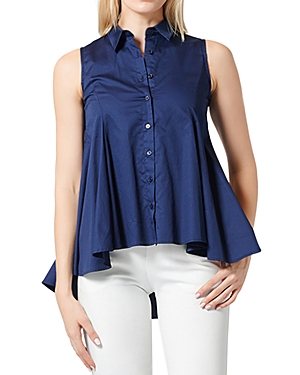 Gracia Cotton Flared High/Low Blouse