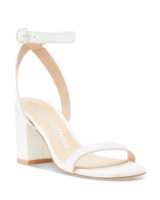 Stuart Weitzman Nearlybare Leather Ankle-strap Sandals In White