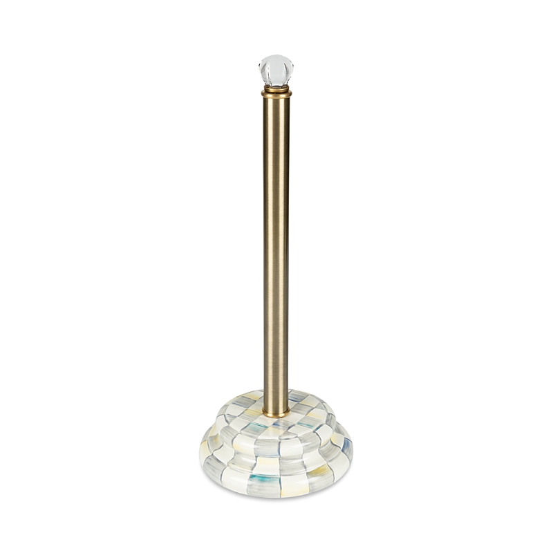 Mackenzie-childs Sterling Check Enamel Toilet Tissue Storage