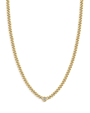 Zoë Chicco 14k Yellow Gold Floating Diamond Small Curb Chain Necklace, 16