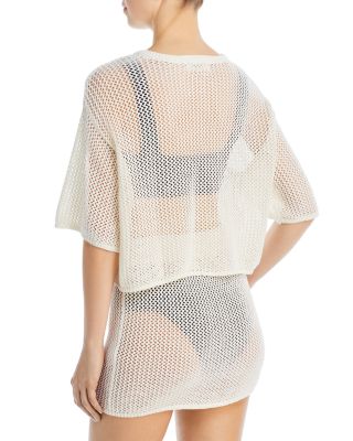 Coast Is Clear Cotton Crochet Swim Cover-Up Top