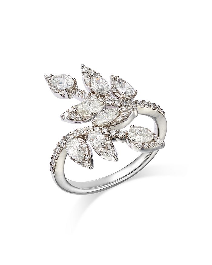 Bloomingdale's - Diamond Leaf Bypass Ring in 14K White Gold 1.50 ct. t.w.