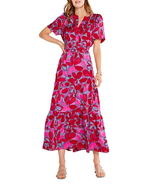 Nic + Zoe Happy Splash Tiered Floral-print Maxi Dress In Pink Multi