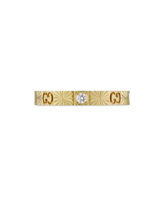 18K Gold Icon Diamond Pav&amp;eacute;, Heart &amp; Double G Band Ring