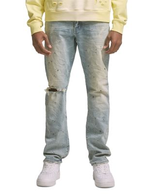 Purple Brand Slim Straight Fit Acid Bleach Jean in Light Indigo