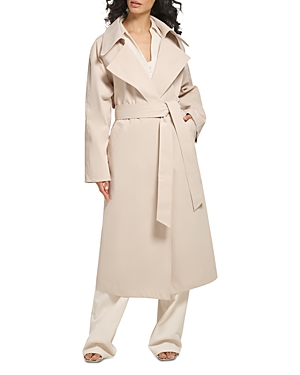 Shop Dkny Oversized Belted Coat In Almond Creme