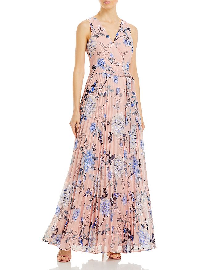 Eliza J Belted Pleated Gown | Bloomingdale's