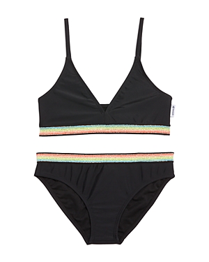 Limeapple Girls' Banded Two Piece Swimsuit Set - Big Kid In Black