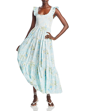 chessie cotton maxi dress Chessie Blooming Floral Maxi Dress Rustic Orchid / XXS