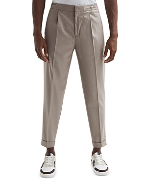 Reiss Brighton Pleated Relaxed Pants In Oatmeal Melange