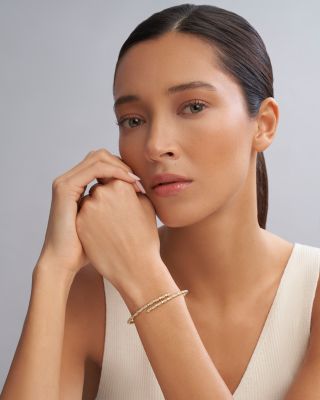 18K White & Yellow Gold Signature Caviar Diamond Superfine Cuff Coil Bracelet