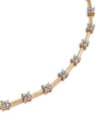 Diamond Flower Cluster Station Bracelet in 14K Yellow Gold, 1.00 tcw 