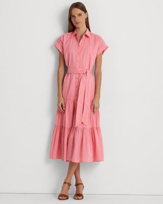 open lace back dress Rose Pink Cotton Tiered Maxi Dress - Vacation Dresses main image 1