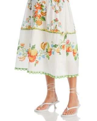 FARM RIO トロピカル コットンミディドレス FARM Rio Cotton Mixed Tropical Midi Dress | Bloomingdale's