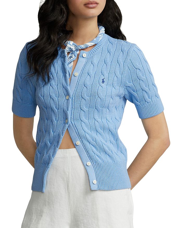 Ralph Lauren Cable Knit Short Sleeve Cardigan | Bloomingdale's