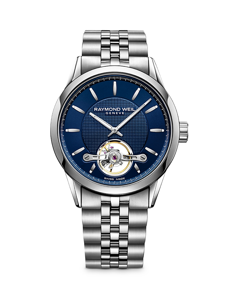 Raymond Weil Men's Freelancer Navy Blue & Stainless Steel Automatic Bracelet Watch In Blue/white/silver