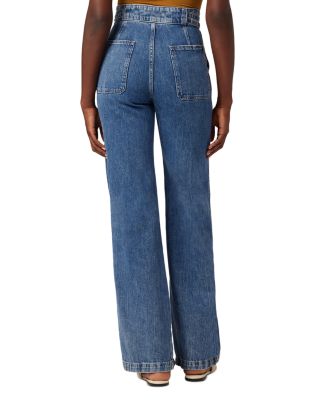 Hudson High Rise Tie Waist Wide Leg Jeans in Indigo Bloomingdale's