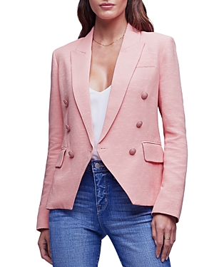 L Agence Kenzie Double Breasted Blazer In Rose Tan