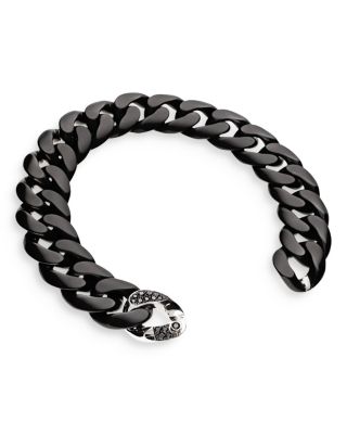 Roberto Demeglio Men's 18K White Gold & Ceramic Groumette Bracelet with Black Diamond Link
