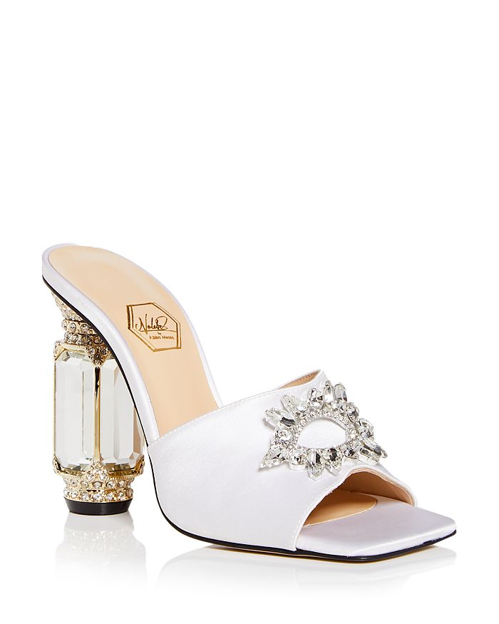 Nalebe Women's Aurum Crystal Embellished High Heel Slide Sandals ...
