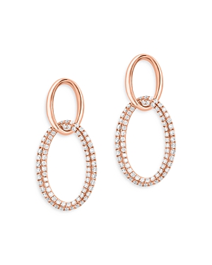 Bloomingdale's Diamond Oval Link Drop Earrings In 14k Rose Gold, 0.75 Ct.t.w - 100% Exclusive In Rose Gold/white
