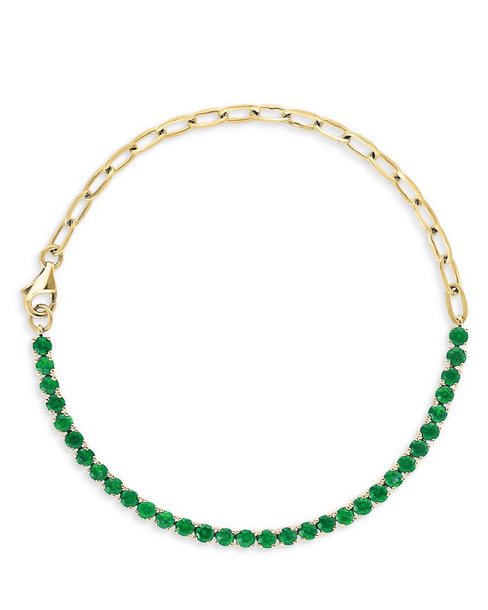 Bloomingdale's Emerald Chain Link Bracelet in 14K Yellow Gold - 100% ...