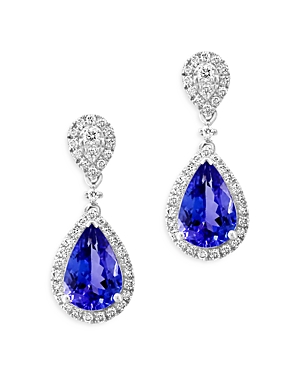 Bloomingdale's Tanzanite & Diamond Pear Drop Earrings In 14k White Gold - 100% Exclusive In Blue/white