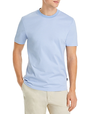 Hugo Boss Cotton-blend T-shirt With Bubble-jacquard Structure In Open Blue