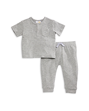 Bloomie's Baby Unisex Ribbed Tee & Pants Set - Baby In Gray
