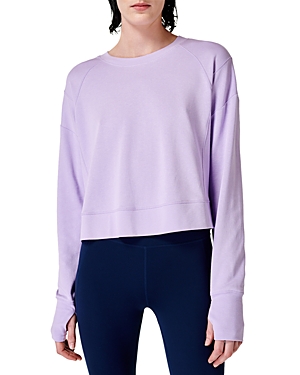 Sweaty Betty After Class Crop Sweatshirt In Prism Purple