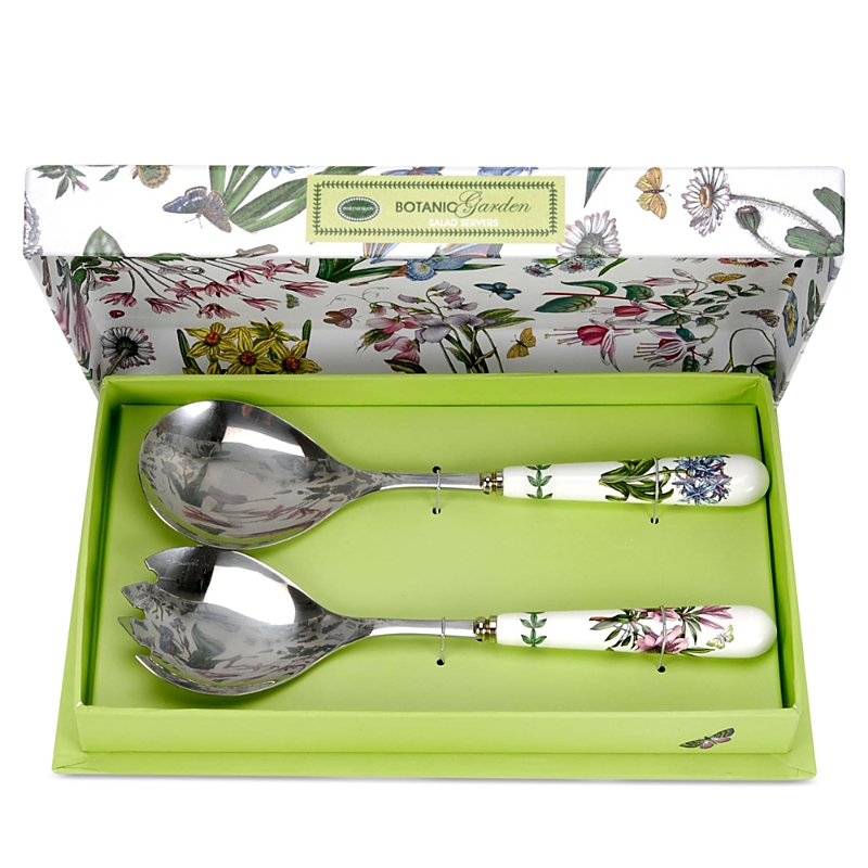 Portmeirion Portmeiron Botanic Garden Salad Servers, Set Of 2 In White