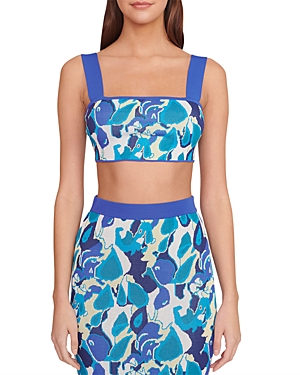 Staud Zola Shoulder-strap Floral Crop Top In Pacific Paradise