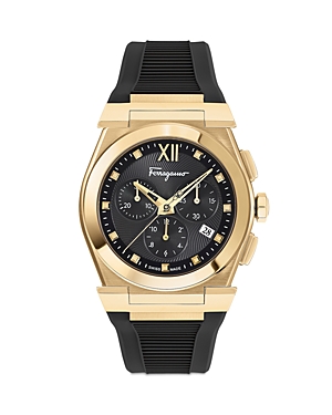 Shop Ferragamo Vega Gold Ion Plated Stainless Steel Strap Chronograph Watch, 40mm In Black