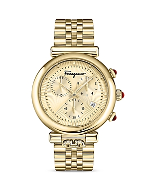 Shop Ferragamo Ora Gold Ion Plated Stainless Steel Chronograph Watch, 40mm