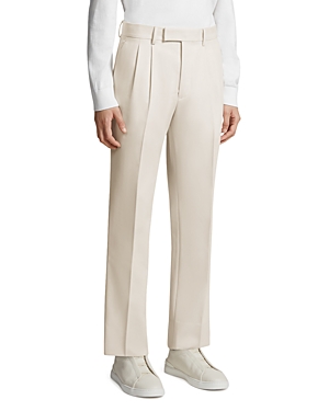 Shop Zegna Double Pleat Pants In White